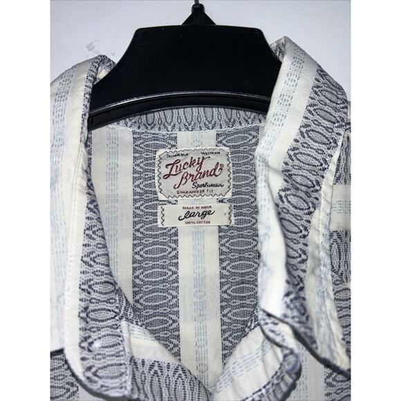 Lucky Brand Western Pearl Snaps Shirt Aztec Tribal Southwest Mens Size L - Picture 2 of 8